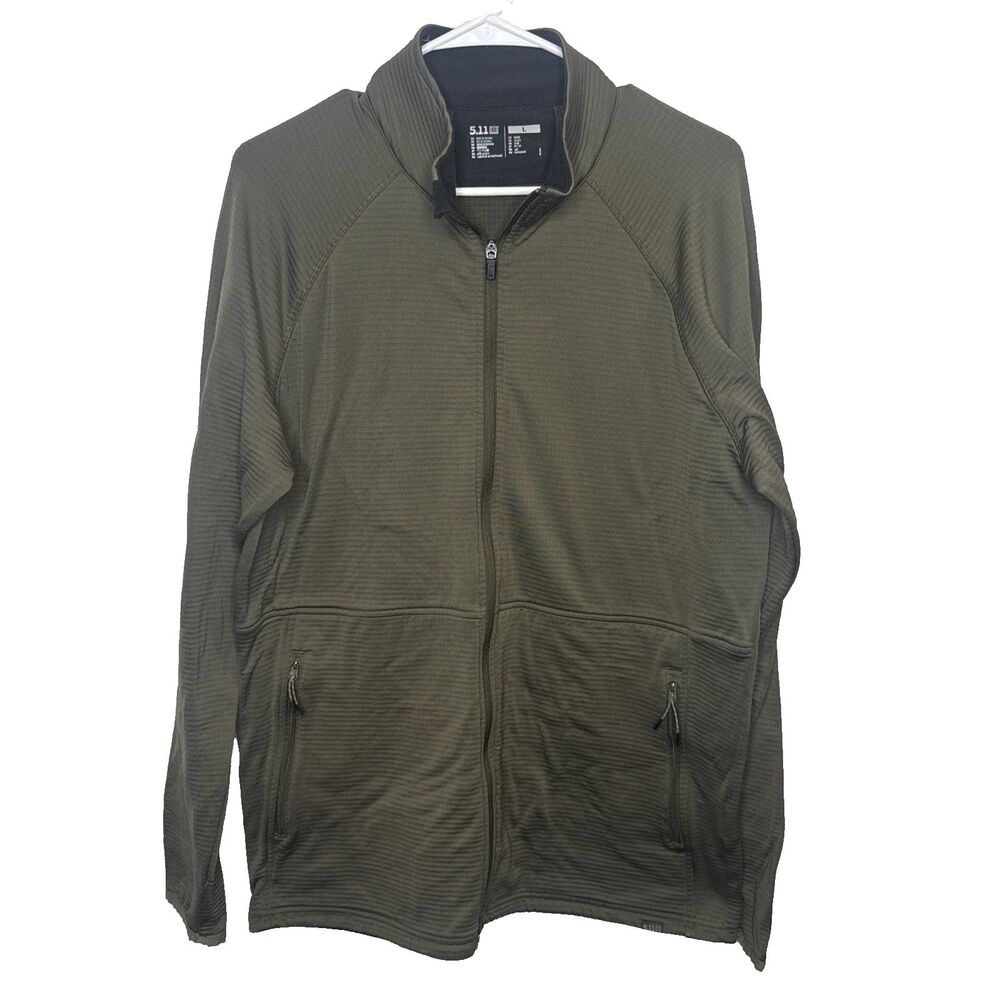 5.11 Tactical Stratos Fleece Jacket Mens Large Green Lightweight Grid Full Zip
